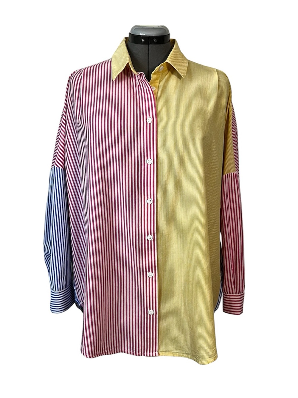 French Connection striped colour block shirt XL